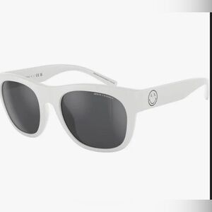 Armani Exchange Man Matte White Frame Grey Mirror Silver Lenses‎ Sunglasses new
